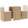 Sillas y mesita de jardín 3 piezas ratán sintético cojín beige de , Conjuntos de jardín - Ref: Foro24-4003877, Precio: 203,29...