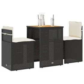 Mesita y sillas con cojines 3 piezas ratán sintético negro de , Conjuntos de jardín - Ref: Foro24-4003875, Precio: 196,98 €, ...