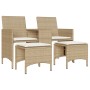 Sofá de jardín 2 plazas con mesa y taburetes ratán PE beige de , Sofás de exterior - Ref: Foro24-4003894, Precio: 205,30 €, D...