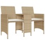 Sofá de jardín 2 plazas con mesa y taburetes ratán PE beige de , Sofás de exterior - Ref: Foro24-4003894, Precio: 205,30 €, D...