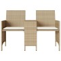 Sofá de jardín 2 plazas con mesa y taburetes ratán PE beige de , Sofás de exterior - Ref: Foro24-4003894, Precio: 205,30 €, D...