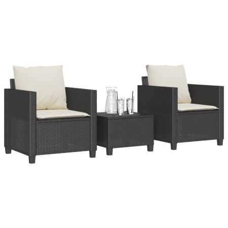 Mesita y sillas con cojines 3 piezas ratán sintético negro de , Conjuntos de jardín - Ref: Foro24-4003896, Precio: 228,97 €, ...