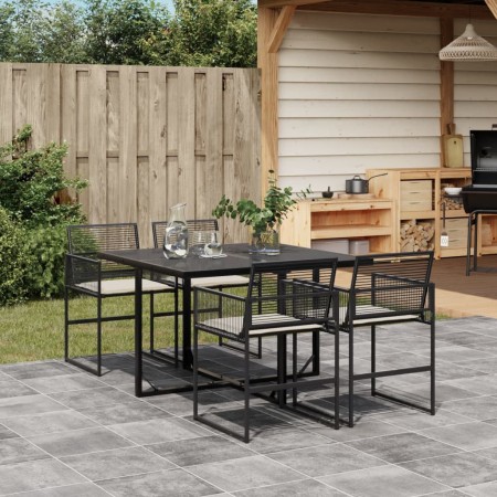 Set de muebles jardín 5 pzas con cojines ratán sintético negro de , Conjuntos de jardín - Ref: Foro24-3295023, Precio: 309,72...