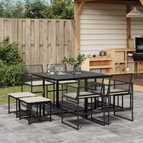 Set de comedor de jardín 9 pzas y cojines ratán sintético negro de , Conjuntos de jardín - Ref: Foro24-3295028, Precio: 394,9...