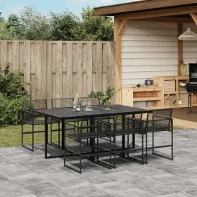 Juego de comedor de jardín 7 piezas ratán sintético negro de , Conjuntos de jardín - Ref: Foro24-3295049, Precio: 623,57 €, D...