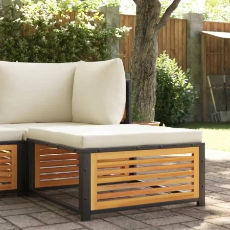Taburete de jardín con cojín madera acacia 68x68x30 cm de , Sofás modulares de exterior - Ref: Foro24-367647, Precio: 109,13 ...