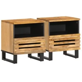 Nachttische 2 Stück Massivholz Mangoholz grob 40x34x46 cm von , Nachttische - Ref: Foro24-377467, Preis: 101,81 €, Rabatt: %