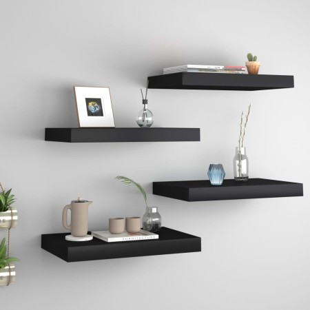 Estantes flotantes de pared 4 uds MDF negro 40x23x3,8 cm de vidaXL, Estantes y estanterías - Ref: Foro24-323828, Precio: 48,9...