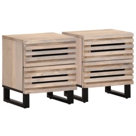 Mesitas de noche 2 uds madera de mango blanqueado 40x34x46 cm de , Mesitas de noche - Ref: Foro24-377433, Precio: 95,51 €, De...