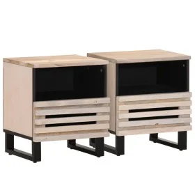 Mesitas de noche 2 uds madera de mango blanqueado 40x34x46 cm de , Mesitas de noche - Ref: Foro24-377473, Precio: 80,69 €, De...