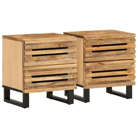 Mesitas de noche 2 uds madera maciza mango rugosa 40x34x46 cm by , Nightstands - Ref: Foro24-377427, Price: 127,91 €, Discoun...