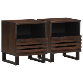 Mesitas de noche 2 uds madera maciza de mango 40x34x46 cm de , Mesitas de noche - Ref: Foro24-377471, Precio: 86,37 €, Descue...