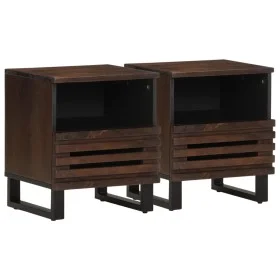 Mesitas de noche 2 uds madera maciza de mango 40x34x46 cm de , Mesitas de noche - Ref: Foro24-377471, Precio: 85,53 €, Descue...