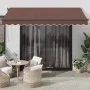 Toldo retráctil manual con luz LED marrón 350x250 cm de , Toldos - Ref: Foro24-3215742, Precio: 284,19 €, Descuento: %