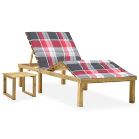Tumbona de jardín con mesa y cojín de madera de pino impregnada by , Loungers - Ref: Foro24-3065877, Price: 139,92 €, Discoun...