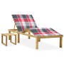 Tumbona de jardín con mesa y cojín de madera de pino impregnada de , Tumbonas - Ref: Foro24-3065877, Precio: 145,24 €, Descue...