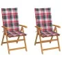 Sillas de jardín 2 uds con cojines cuadros rojos madera de teca de , Sillas de jardín - Ref: Foro24-3062389, Precio: 269,65 €...