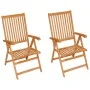 Sillas de jardín 2 uds con cojines cuadros rojos madera de teca de , Sillas de jardín - Ref: Foro24-3062389, Precio: 269,65 €...