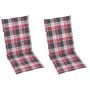 Sillas de jardín 2 uds con cojines cuadros rojos madera de teca de , Sillas de jardín - Ref: Foro24-3062389, Precio: 269,65 €...
