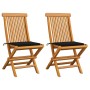 Sillas de jardín 2 unidades con cojines negros madera de teca de , Sillas de jardín - Ref: Foro24-3062467, Precio: 157,26 €, ...