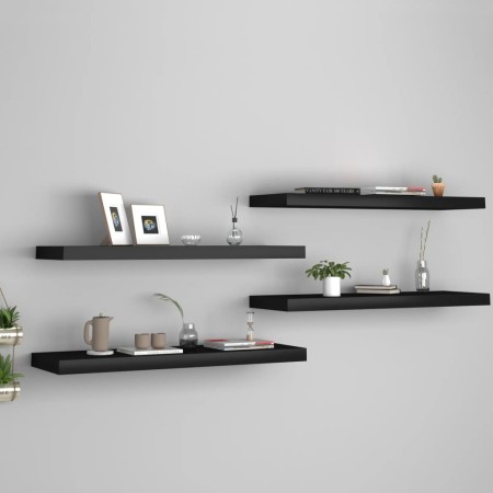 Estantes flotantes de pared 4 uds MDF negro 80x23,5x3,8 cm de vidaXL, Estantes y estanterías - Ref: Foro24-323837, Precio: 70...