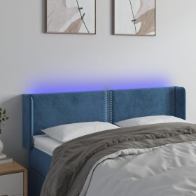 Cabecero con LED de terciopelo azul oscuro 147x16x78/88 cm de , Cabeceros y pies de cama - Ref: Foro24-3123148, Precio: 69,35...