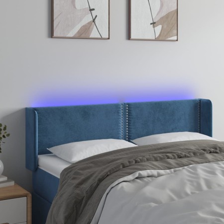 Cabecero con LED de terciopelo azul oscuro 147x16x78/88 cm de , Cabeceros y pies de cama - Ref: Foro24-3123148, Precio: 69,35...