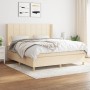 Cama box spring con colchón tela color crema 180x200 cm de , Camas y somieres - Ref: Foro24-3132014, Precio: 655,53 €, Descue...