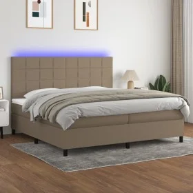 Cama box spring colchón y luces LED tela gris taupe 200x200 cm de , Camas y somieres - Ref: Foro24-3134905, Precio: 714,40 €,...