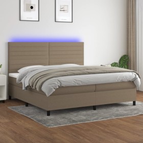 Cama box spring colchón y luces LED tela gris taupe 200x200 cm de , Camas y somieres - Ref: Foro24-3134985, Precio: 702,72 €,...