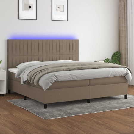 Cama box spring colchón y luces LED tela gris taupe 200x200 cm de , Camas y somieres - Ref: Foro24-3135065, Precio: 687,67 €,...