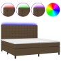 Cama box spring colchón luces LED tela marrón oscuro 200x200 cm de , Camas y somieres - Ref: Foro24-3135224, Precio: 685,85 €...