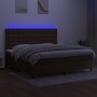 Cama box spring colchón luces LED tela marrón oscuro 200x200 cm de , Camas y somieres - Ref: Foro24-3135224, Precio: 685,85 €...