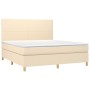 Cama box spring colchón y luces LED tela crema 180x200 cm de , Camas y somieres - Ref: Foro24-3135298, Precio: 655,51 €, Desc...