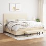 Cama box spring con colchón tela color crema 200x200 cm de , Camas y somieres - Ref: Foro24-3136466, Precio: 711,33 €, Descue...
