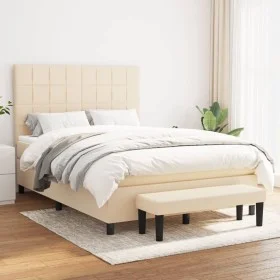 Box spring bed with cream-colored fabric mattress 140x190 cm by , Beds and slatted bases - Ref: Foro24-3136594, Price: 527,60...