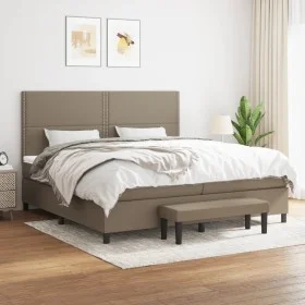 Box spring bed with gray taupe fabric mattress 200x200 cm by , Beds and slatted bases - Ref: Foro24-3136625, Price: 829,20 €,...