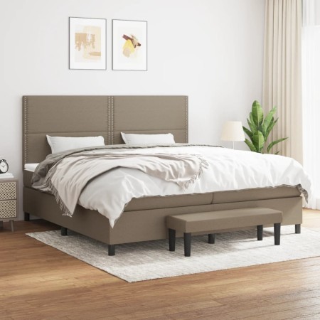 Cama box spring con colchón tela gris taupe 200x200 cm de , Camas y somieres - Ref: Foro24-3136625, Precio: 781,82 €, Descuen...