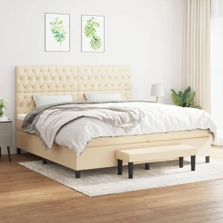 Boxspring-Bett mit cremefarbenem Stoffmatratze 200x200 cm. von , Betten und Lattenroste - Ref: Foro24-3136866, Preis: 749,93 ...