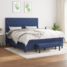 Cama box spring con colchón tela azul 160x200 cm de , Camas y somieres - Ref: Foro24-3136851, Precio: 609,48 €, Descuento: %