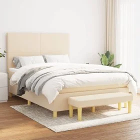 Cama box spring con colchón tela color crema 140x190 cm de , Camas y somieres - Ref: Foro24-3136994, Precio: 549,80 €, Descue...