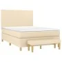 Cama box spring con colchón tela color crema 140x190 cm de , Camas y somieres - Ref: Foro24-3136994, Precio: 549,80 €, Descue...