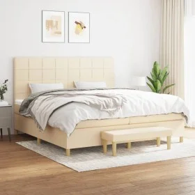 Box spring bed with cream-colored fabric mattress 200x200 cm by , Beds and slatted bases - Ref: Foro24-3137186, Price: 764,07...