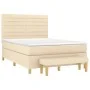 Box spring bed with cream-colored fabric mattress 140x200 cm by , Beds and slatted bases - Ref: Foro24-3137242, Price: 565,82...