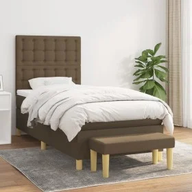 Box spring bed with dark brown fabric mattress 90x200 cm by , Beds and slatted bases - Ref: Foro24-3137448, Price: 365,72 €, ...