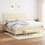 Cama box spring con colchón tela color crema 200x200 cm de , Camas y somieres - Ref: Foro24-3137506, Precio: 698,81 €, Descue...