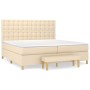Cama box spring con colchón tela color crema 200x200 cm de , Camas y somieres - Ref: Foro24-3137506, Precio: 698,81 €, Descue...