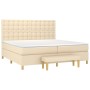 Cama box spring con colchón tela color crema 200x200 cm de , Camas y somieres - Ref: Foro24-3137506, Precio: 698,81 €, Descue...