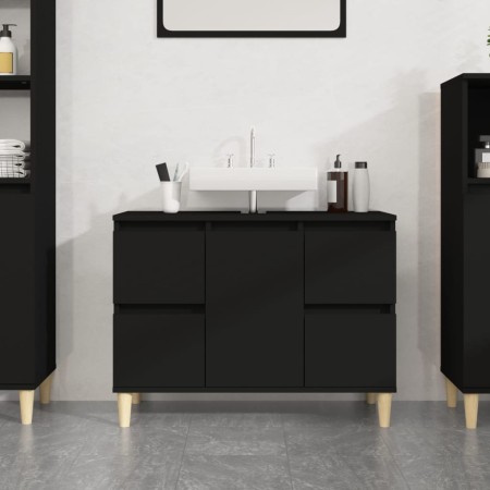 Armario para lavabo madera contrachapada negro 80x33x60 cm de , Tocadores de baño - Ref: Foro24-821269, Precio: 73,76 €, Desc...
