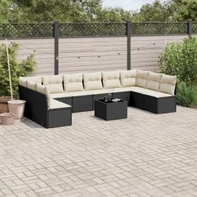 Set de sofás de jardín 11 pzas y cojines ratán sintético negro de , Conjuntos de jardín - Ref: Foro24-3249935, Precio: 593,29...